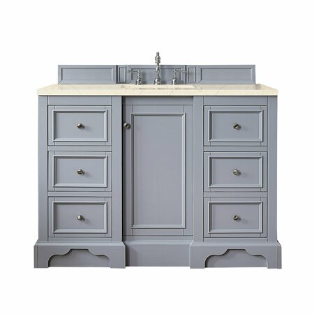 JAMES MARTIN VANITIES De Soto 48in Single Vanity, Silver Gray w/ 3 CM Eternal Marfil Quartz Top 825-V48-SL-3EMR